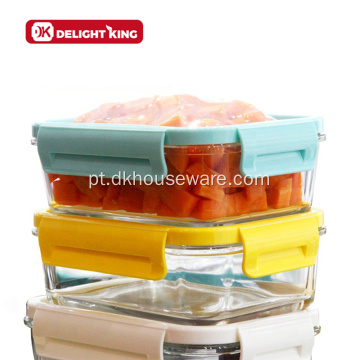 Recipiente para alimentos de vidro com alto teor de borosilicato com tampa de silicone